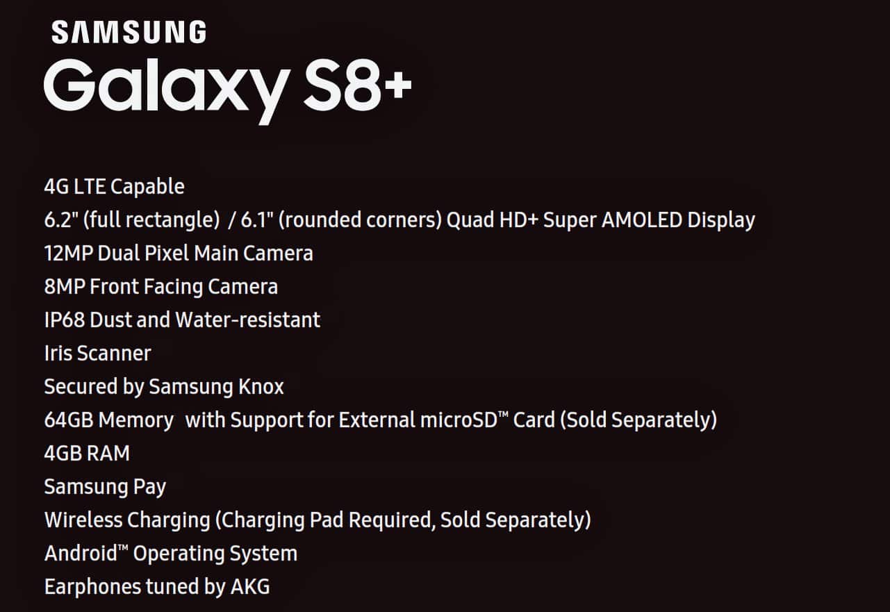 Galaxy S8 Plus Caracteristicas